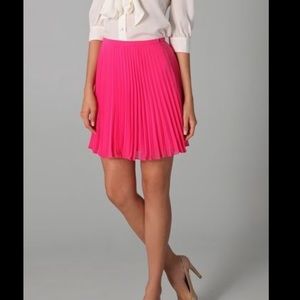 Halston Heritage Electric Pink Pleated Mini Skirt